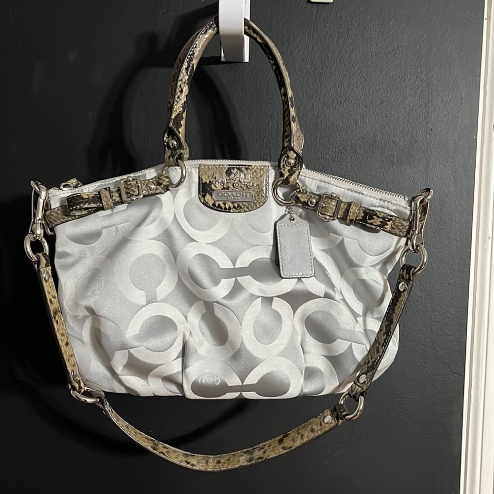 Coach Signature Op Art Madison Snakeskin Satchel